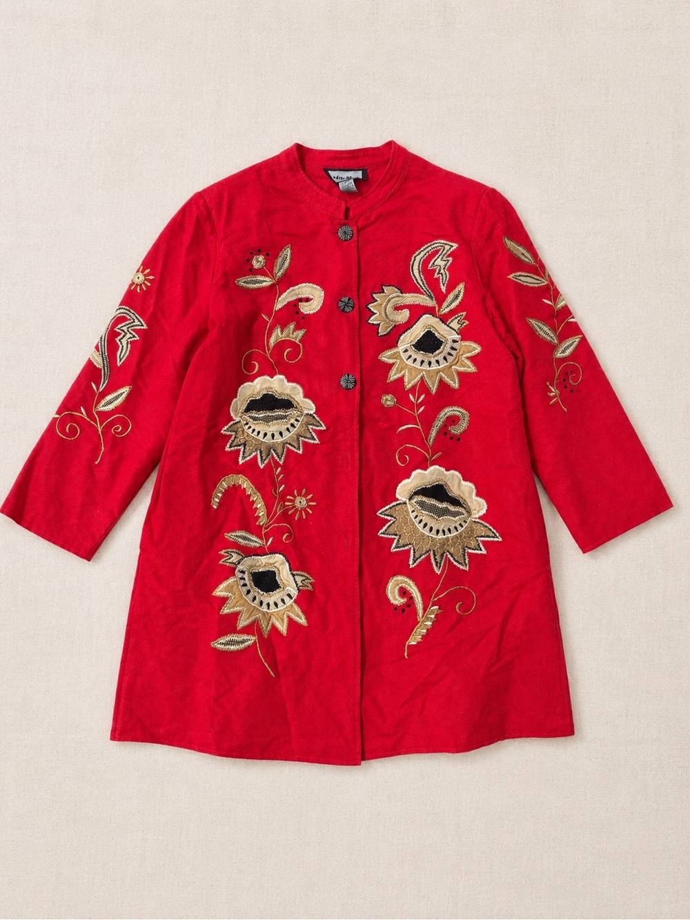 Boho 90s folk art indigo moon embroidered jacket